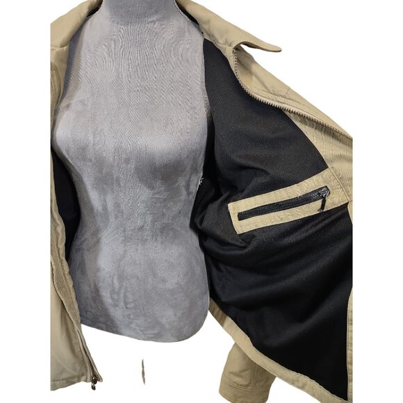 Retro Eddie Bauer Bomber Jacket Gorpcore Classicore Tan Lined Zip Mens XL - Picture 2 of 8